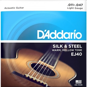 Encordoamento Violão Aço D'Addarío 011 EJ 40 Silk Steel